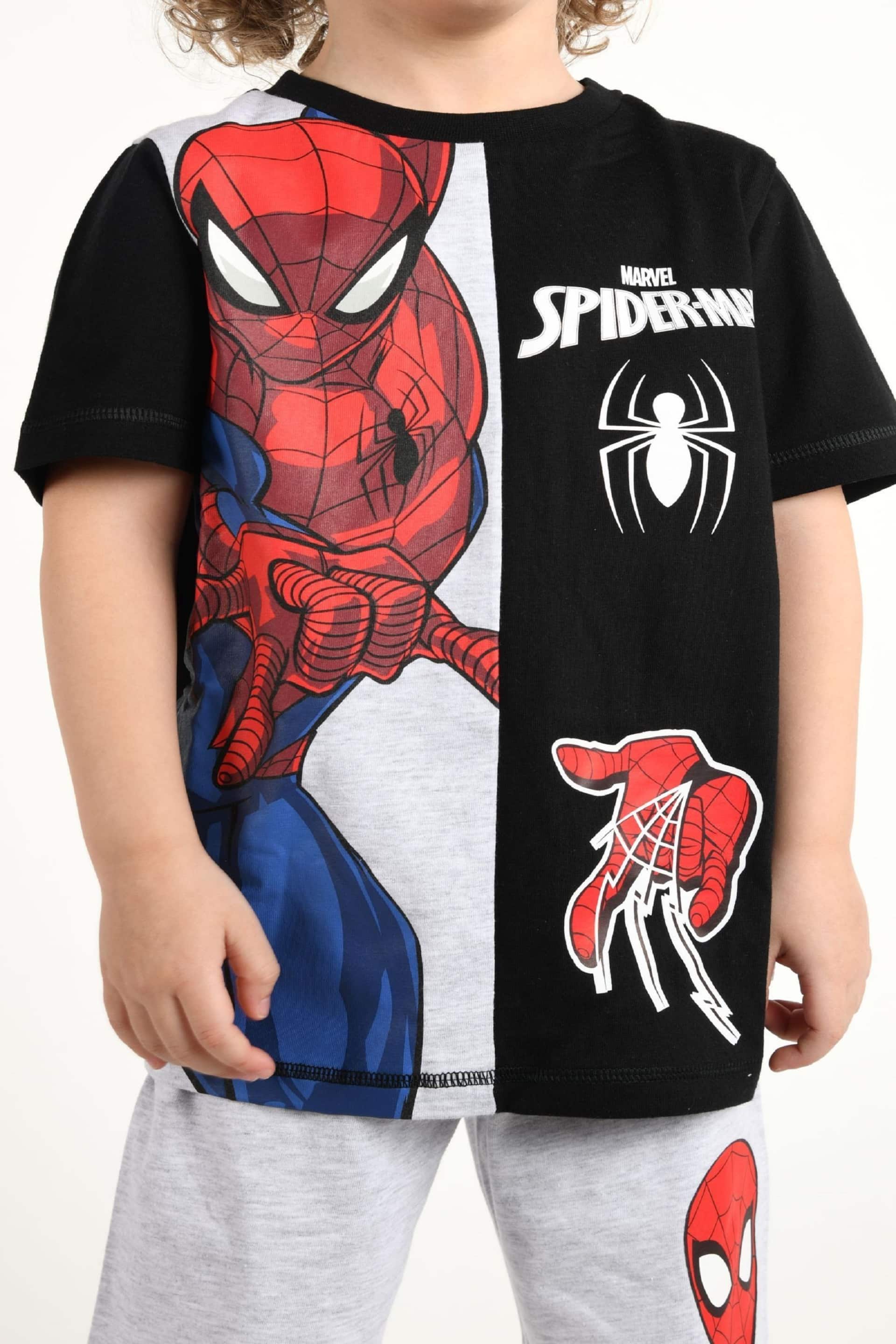 Brand Threads Black Marvel Spiderman Boys Short Pyjama Set - Image 3 of 4