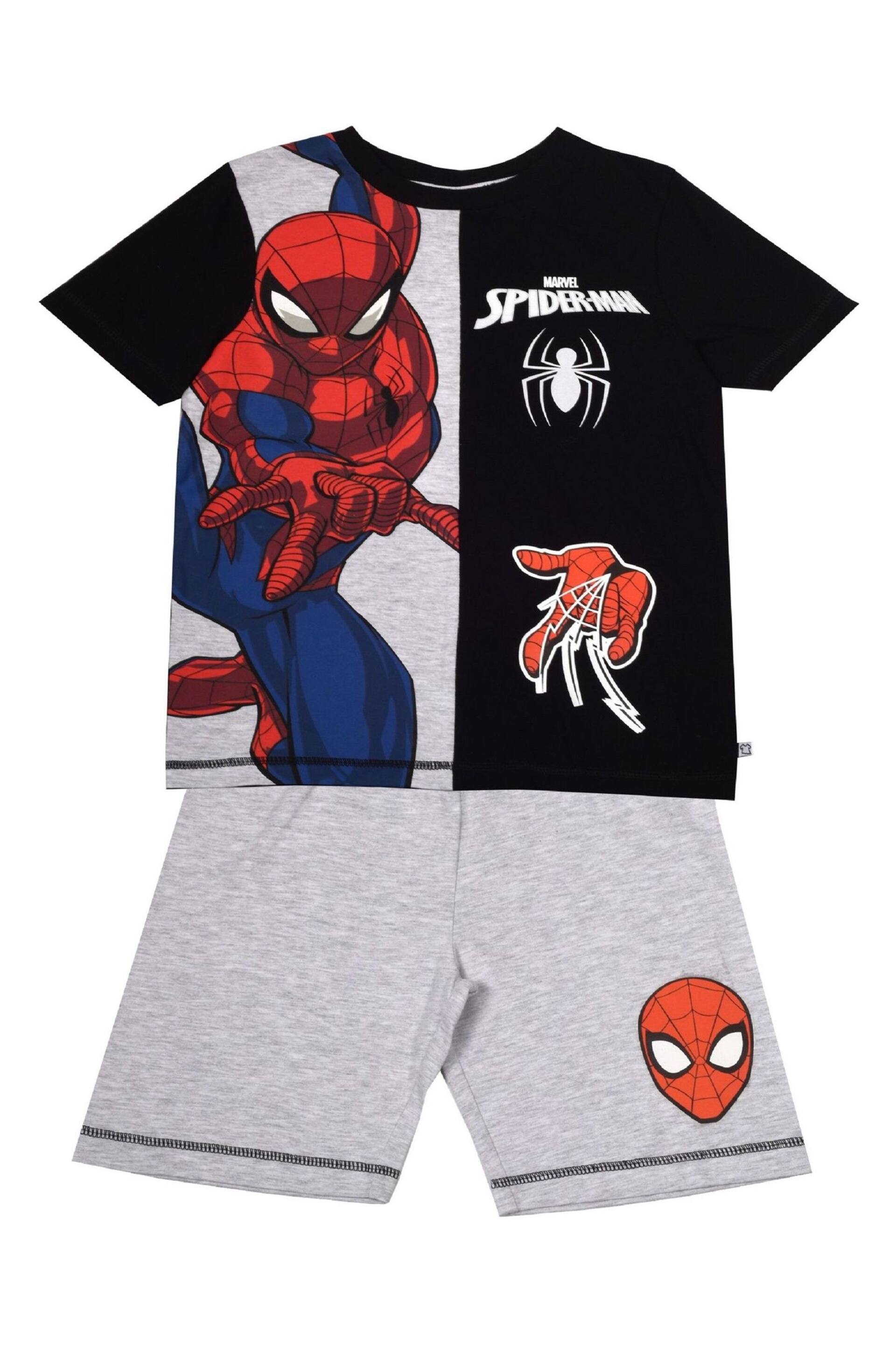 Brand Threads Black Marvel Spiderman Boys Short Pyjama Set - Image 4 of 4