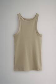 The Set Khaki Green/Pink/Cream 3 Pack Ribbed Racer Vests - Image 8 of 11