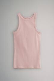 The Set Khaki Green/Pink/Cream 3 Pack Ribbed Racer Vests - Image 9 of 11