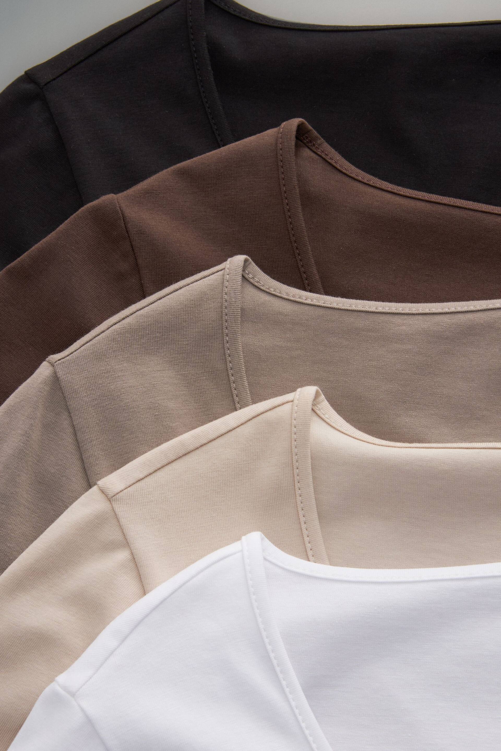 The Set Black/Brown/Neutral/Nude/White 5 Pack Slouch Short Sleeve T-Shirt - Image 13 of 13