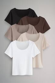 The Set Black/Brown/Neutral/Nude/White 5 Pack Slouch Short Sleeve T-Shirt - Image 2 of 13