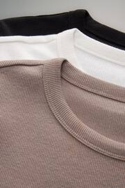 The Set Black/Taupe Brown/White 3 Pack Ribbed Short Sleeve T-Shirts - Image 8 of 8