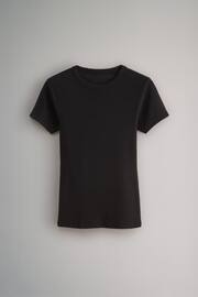 The Set Black/Taupe Brown/White 3 Pack Ribbed Short Sleeve T-Shirts - Image 5 of 8