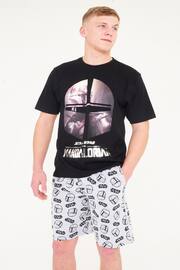 Brand Threads Black Star Wars Mandalorian Mens Short Pyjama Set - Image 1 of 9