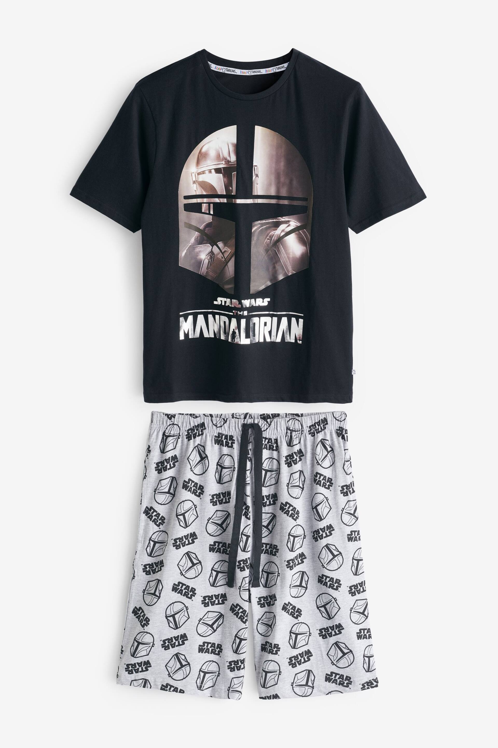 Brand Threads Black Star Wars Mandalorian Mens Short Pyjama Set - Image 4 of 9