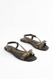Khaki Green Regular/Wide Fit Forever Comfort ® Leather Bow Sandals - Image 3 of 8