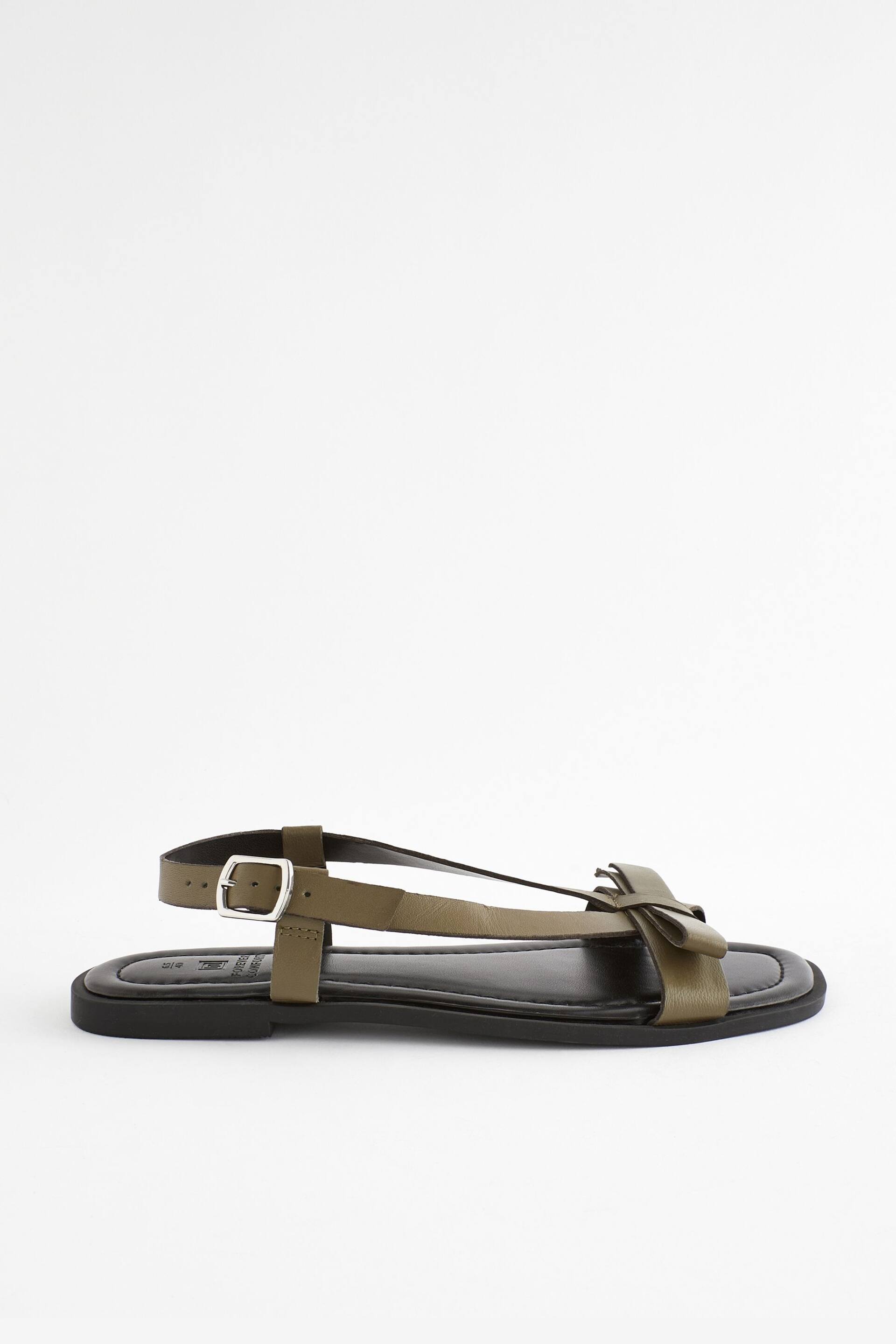 Khaki Green Regular/Wide Fit Forever Comfort ® Leather Bow Sandals - Image 4 of 8