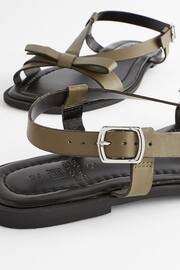 Khaki Green Regular/Wide Fit Forever Comfort ® Leather Bow Sandals - Image 6 of 8