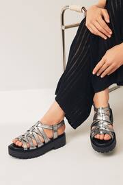 Pewter Forever Comfort® Chunky Strappy Sandals - Image 1 of 8