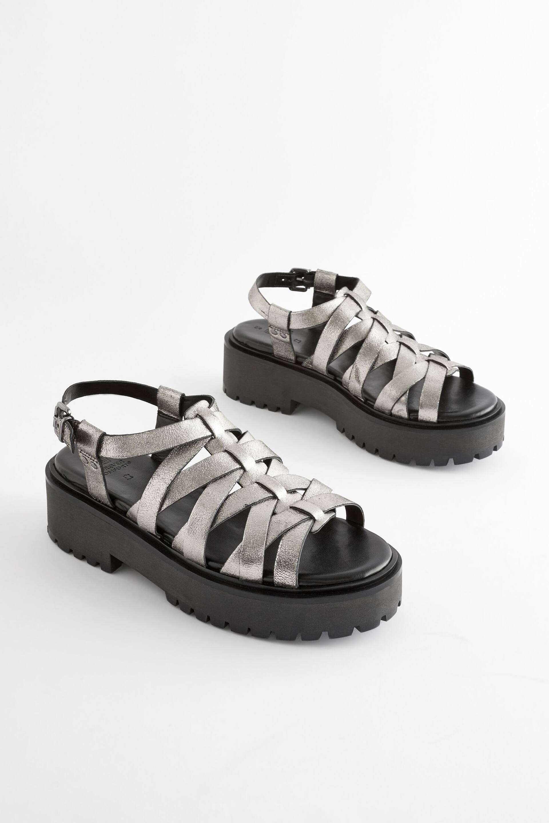 Pewter Forever Comfort® Chunky Strappy Sandals - Image 3 of 8