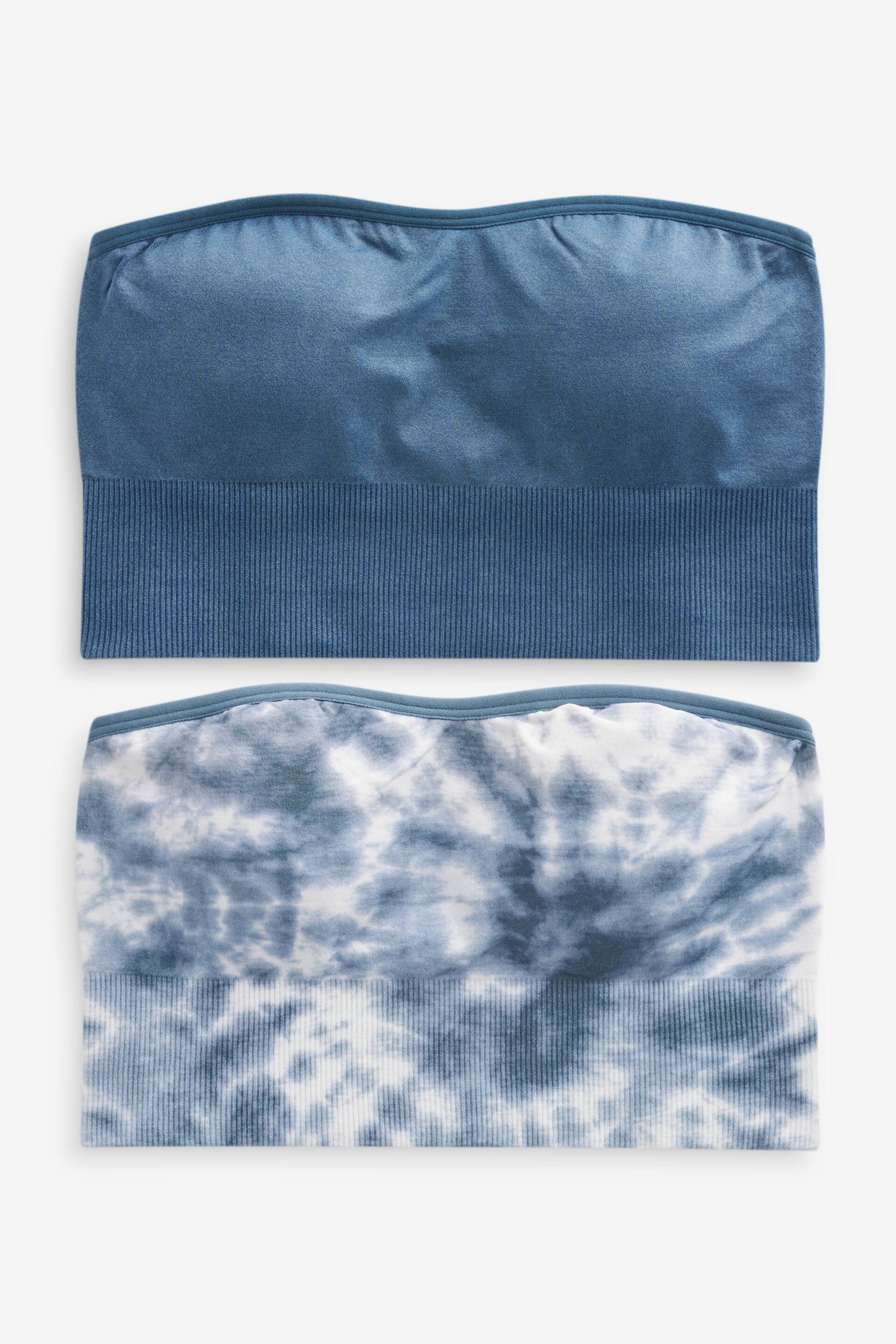 Navy Tie Dye Print/Blue Seamfree Bandeau Bras 2 Pack - Image 6 of 9