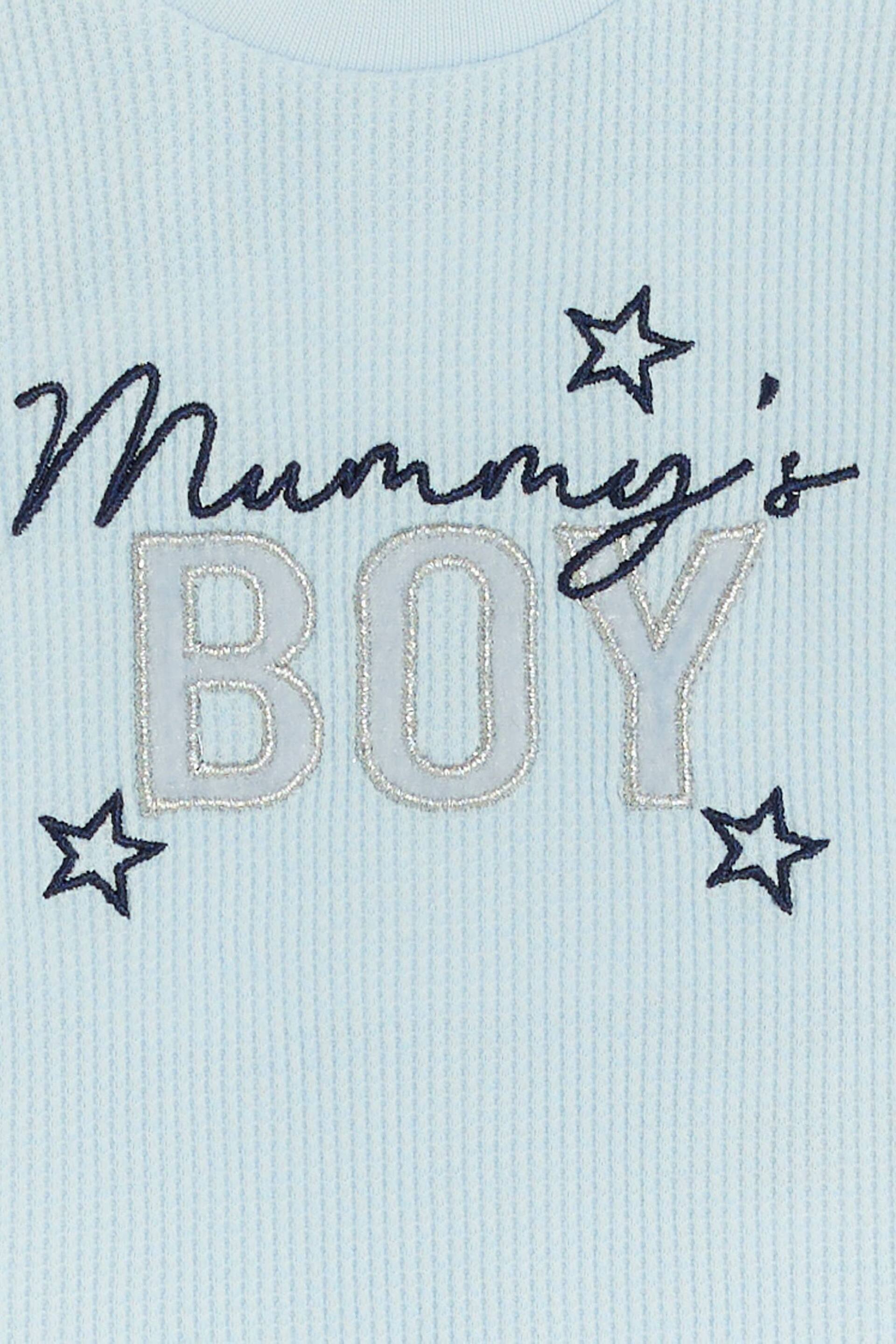 River Island Blue Baby Boys Waffle Bodysuit and Leggings Set - Image 5 of 5