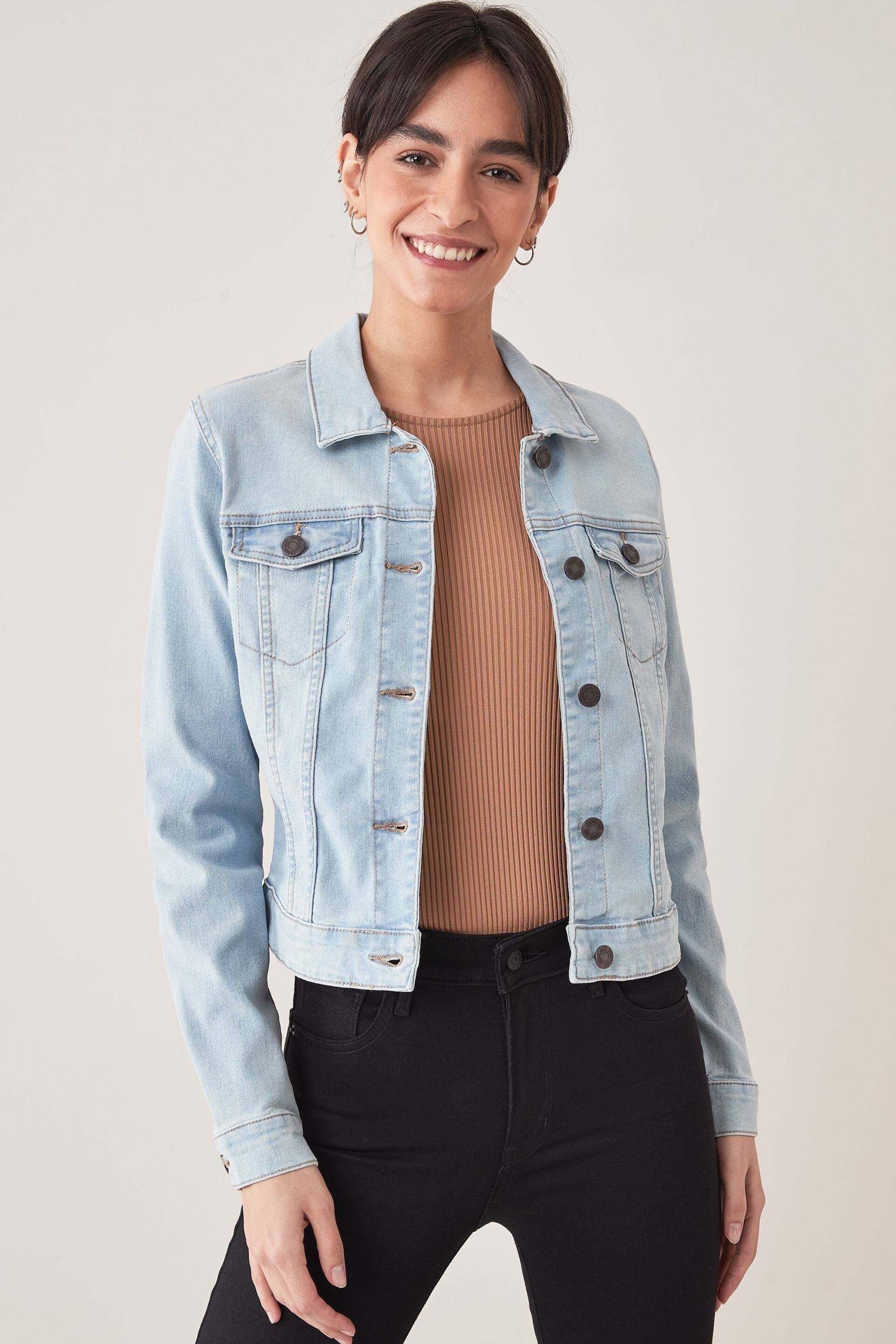 NOISY MAY Blue Fitted Denim Jacket - Image 1 of 5