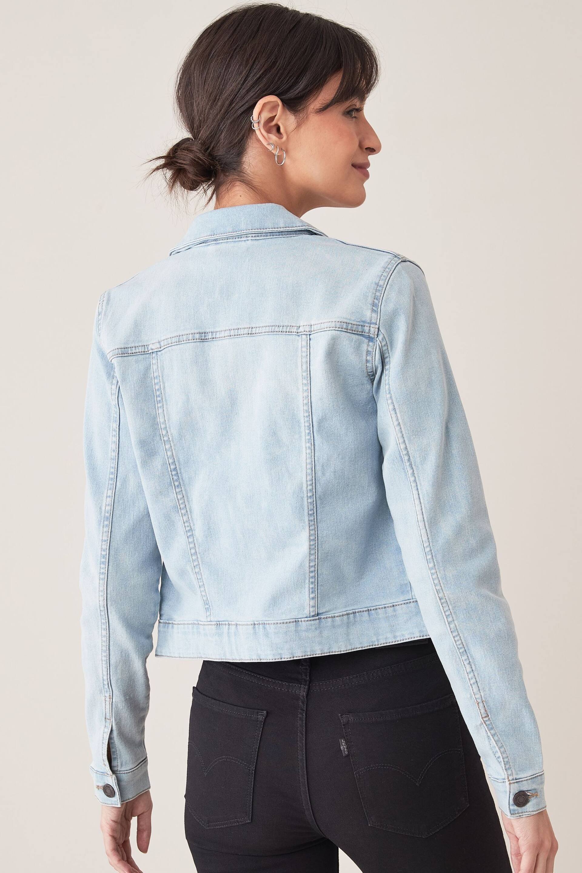 NOISY MAY Blue Fitted Denim Jacket - Image 2 of 5