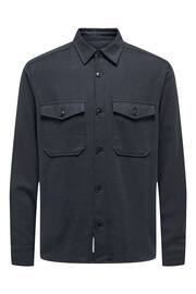 Only & Sons Blue Regular Fit Button Up Long Sleeve Flannel Overshirt - Image 5 of 5
