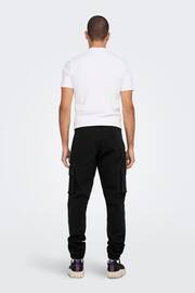 Only & Sons Black Cargo Detail Trousers with Cuffed Ankle - Image 2 of 4