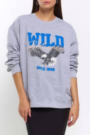 River Island Grey Wild Graphic Sweatshirt - Image 1 of 5