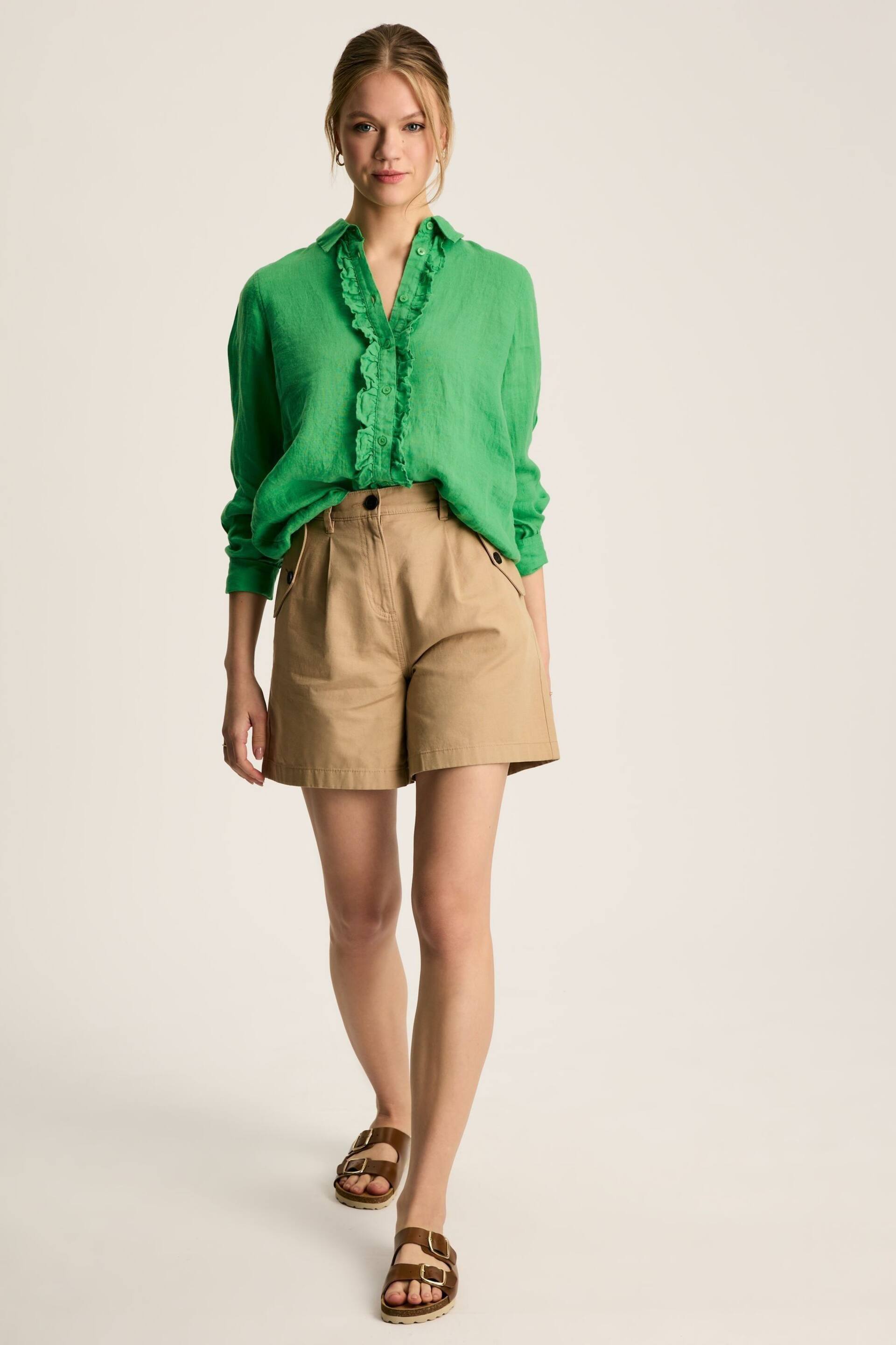 Joules Selene Green 100% Linen Shirt - Image 2 of 6