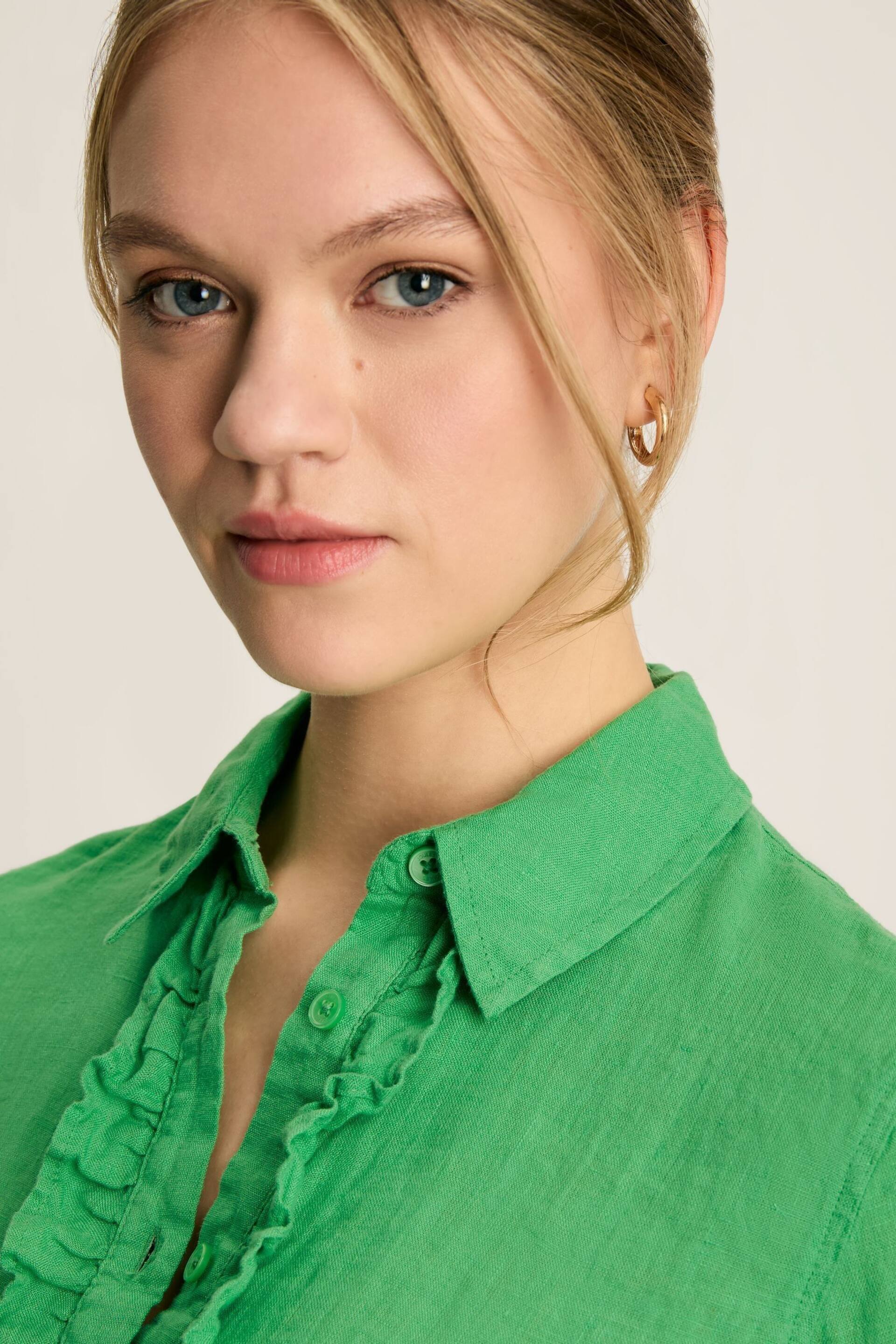 Joules Selene Green 100% Linen Shirt - Image 6 of 6