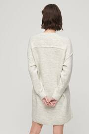 Superdry Grey V-Neck Knit Jumper Dress - Image 2 of 6