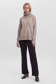 VERO MODA Natural Long Sleeve Cowl Neck Knitted Jumper - Image 3 of 5
