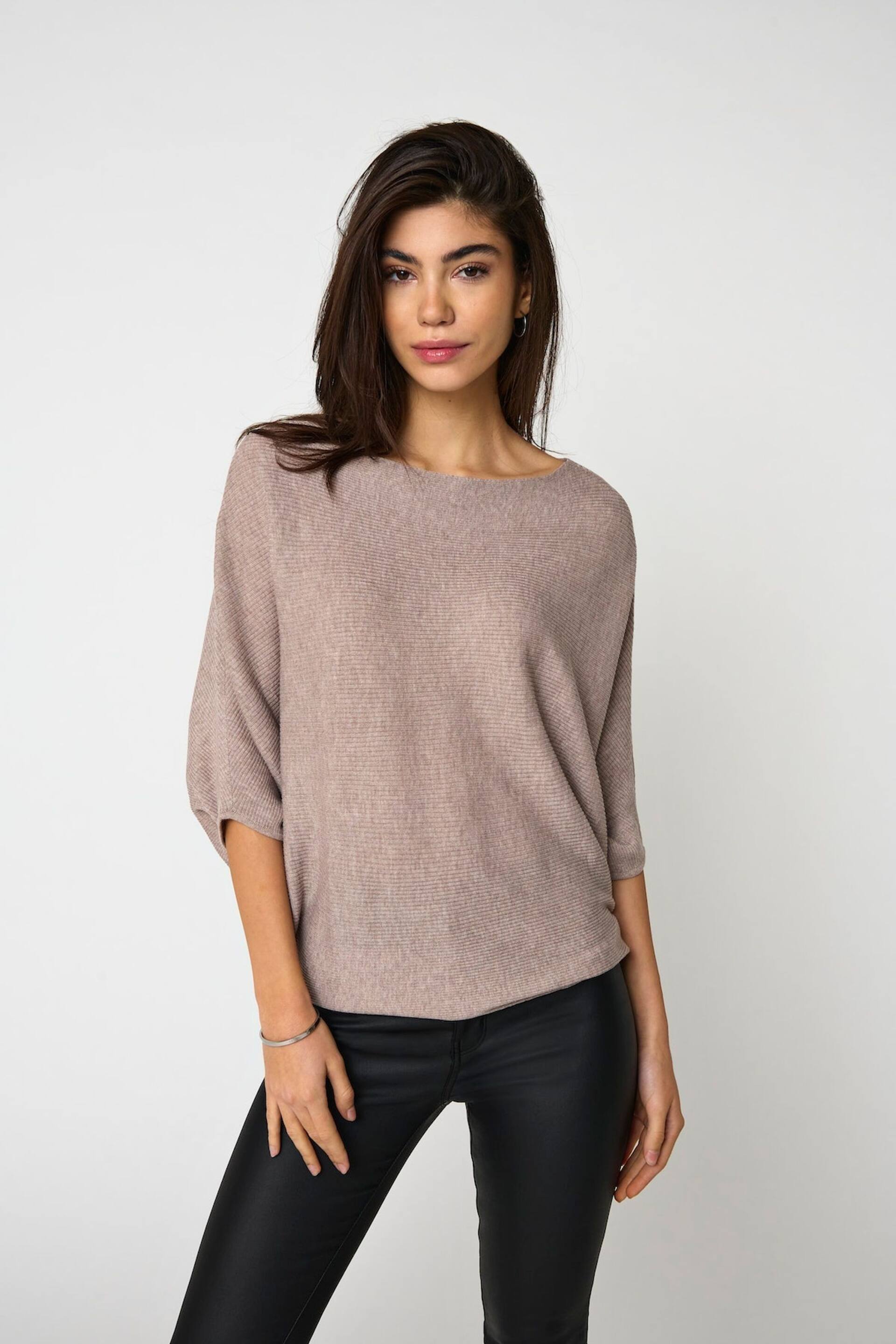 JDY Grey Knitted Batwing Jumper - Image 1 of 6