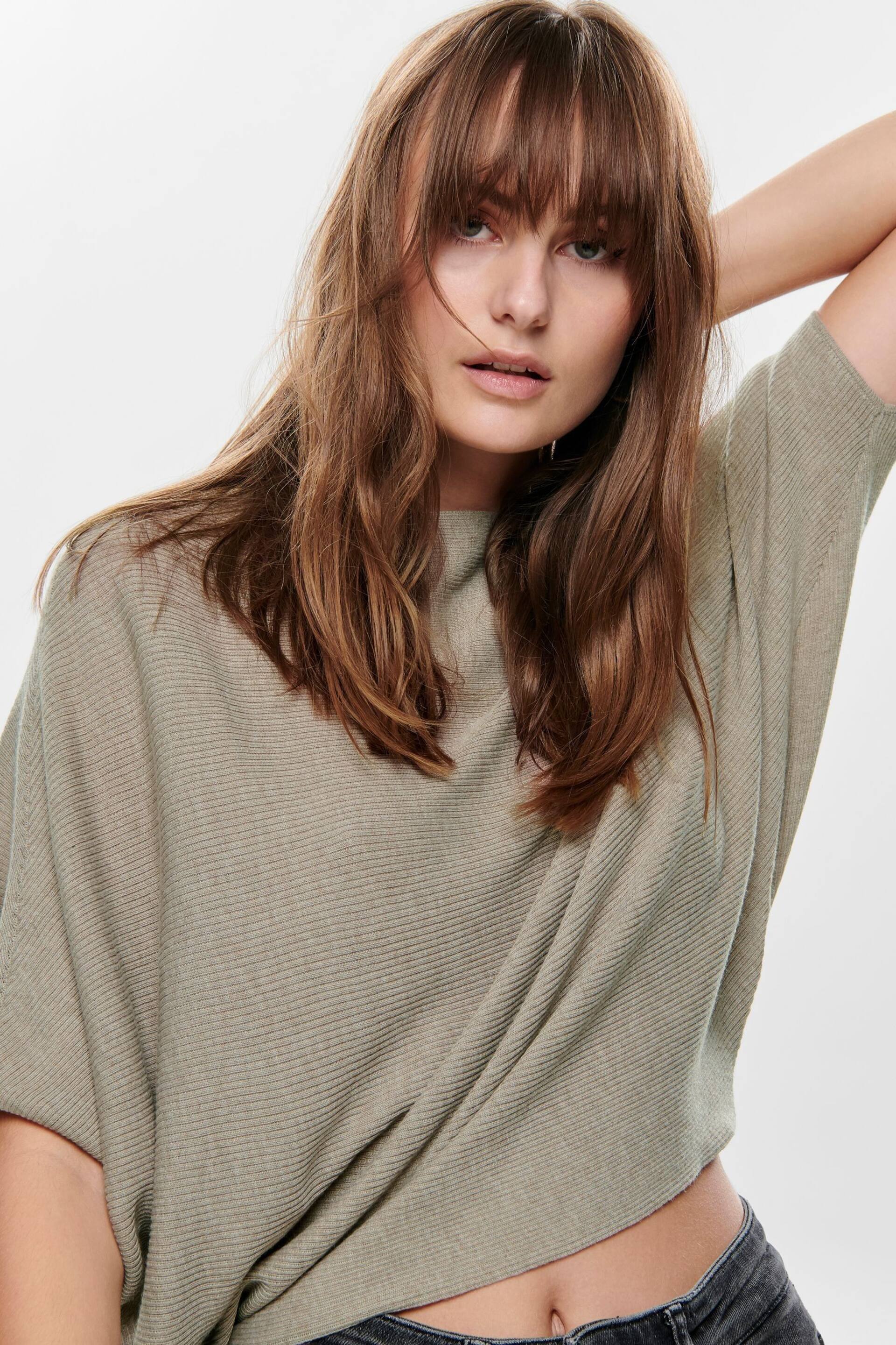 JDY Grey Knitted Batwing Jumper - Image 5 of 6