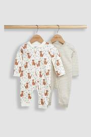 JoJo Maman Bébé Cream Tiger 2-Pack Footless Sleepsuits - Image 4 of 7