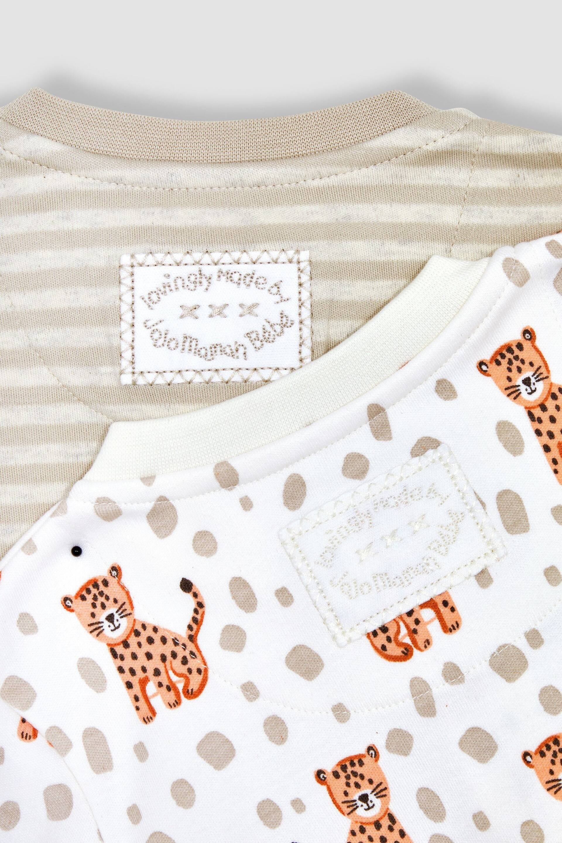 JoJo Maman Bébé Cream Tiger 2-Pack Footless Sleepsuits - Image 7 of 7