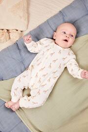 JoJo Maman Bébé Cream Giraffe Printed Rib Footless Sleepsuit - Image 1 of 4