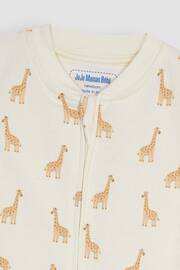 JoJo Maman Bébé Cream Giraffe Printed Rib Footless Sleepsuit - Image 3 of 4