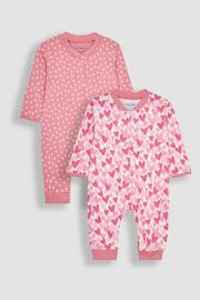 JoJo Maman Bébé Pink Heart 2-Pack Footless Sleepsuits - Image 2 of 5