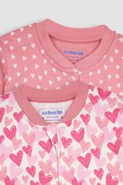 JoJo Maman Bébé Pink Heart 2-Pack Footless Sleepsuits - Image 5 of 5