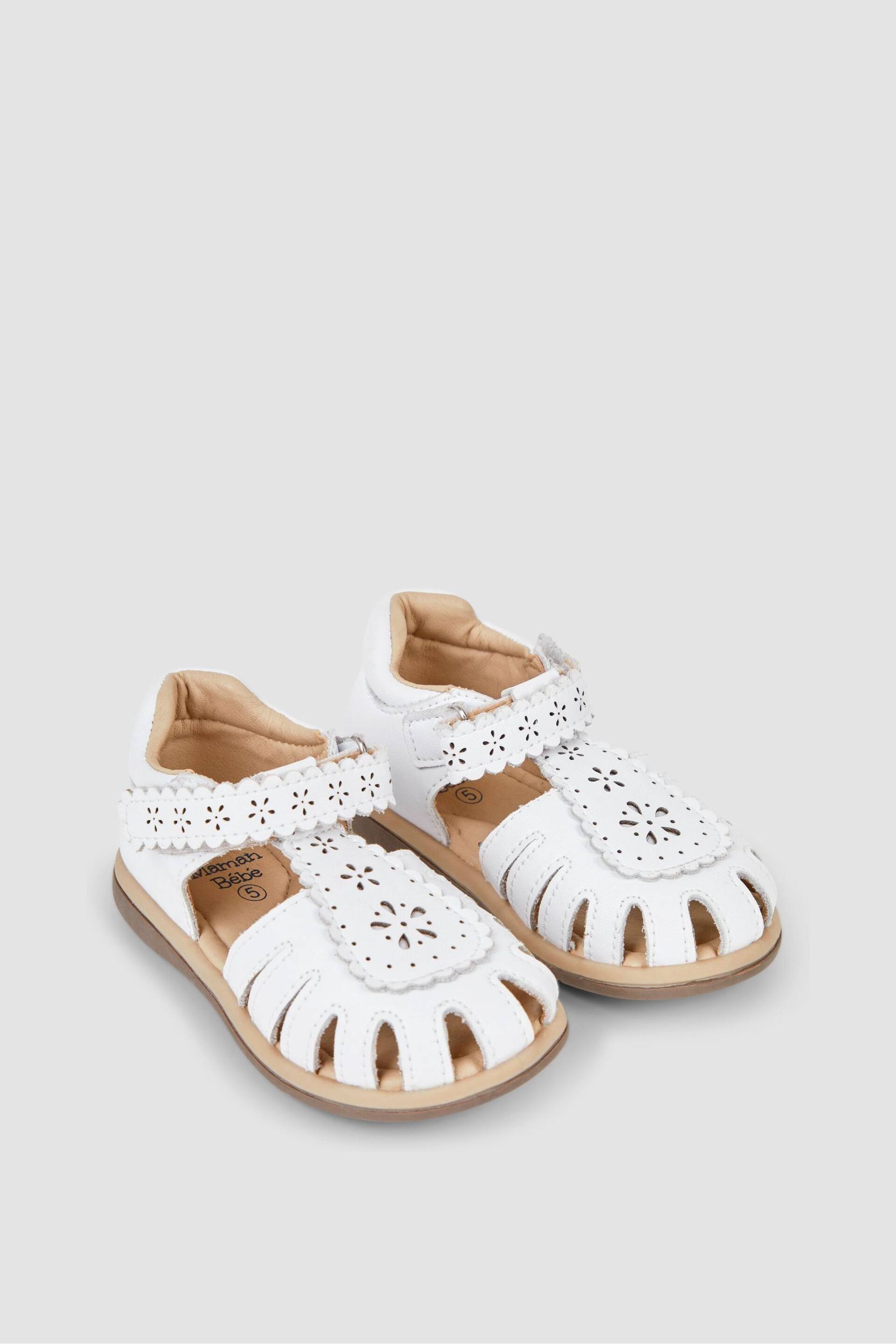 JoJo Maman Bébé White Pretty Leather Closed Toe Sandals - Image 1 of 6