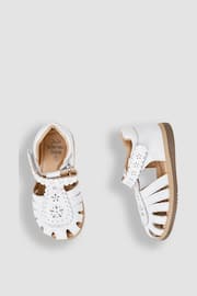 JoJo Maman Bébé White Pretty Leather Closed Toe Sandals - Image 3 of 6