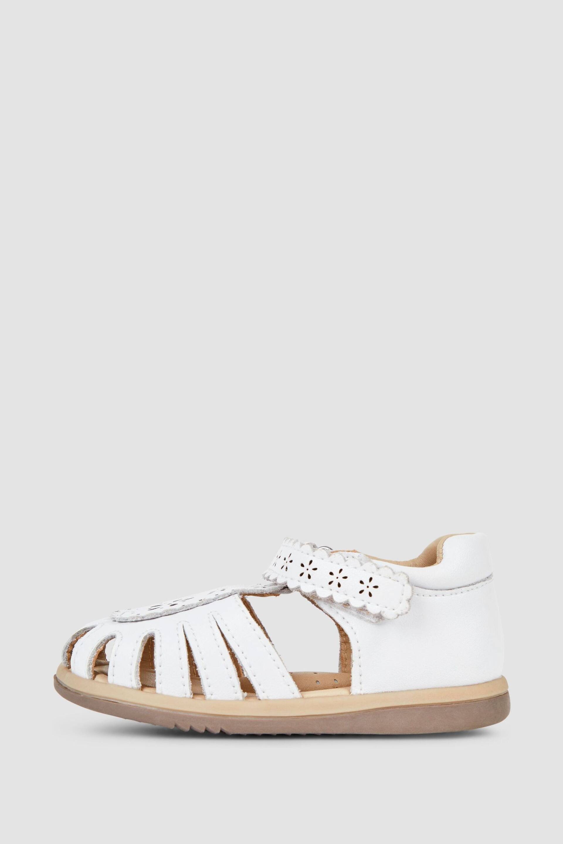JoJo Maman Bébé White Pretty Leather Closed Toe Sandals - Image 4 of 6
