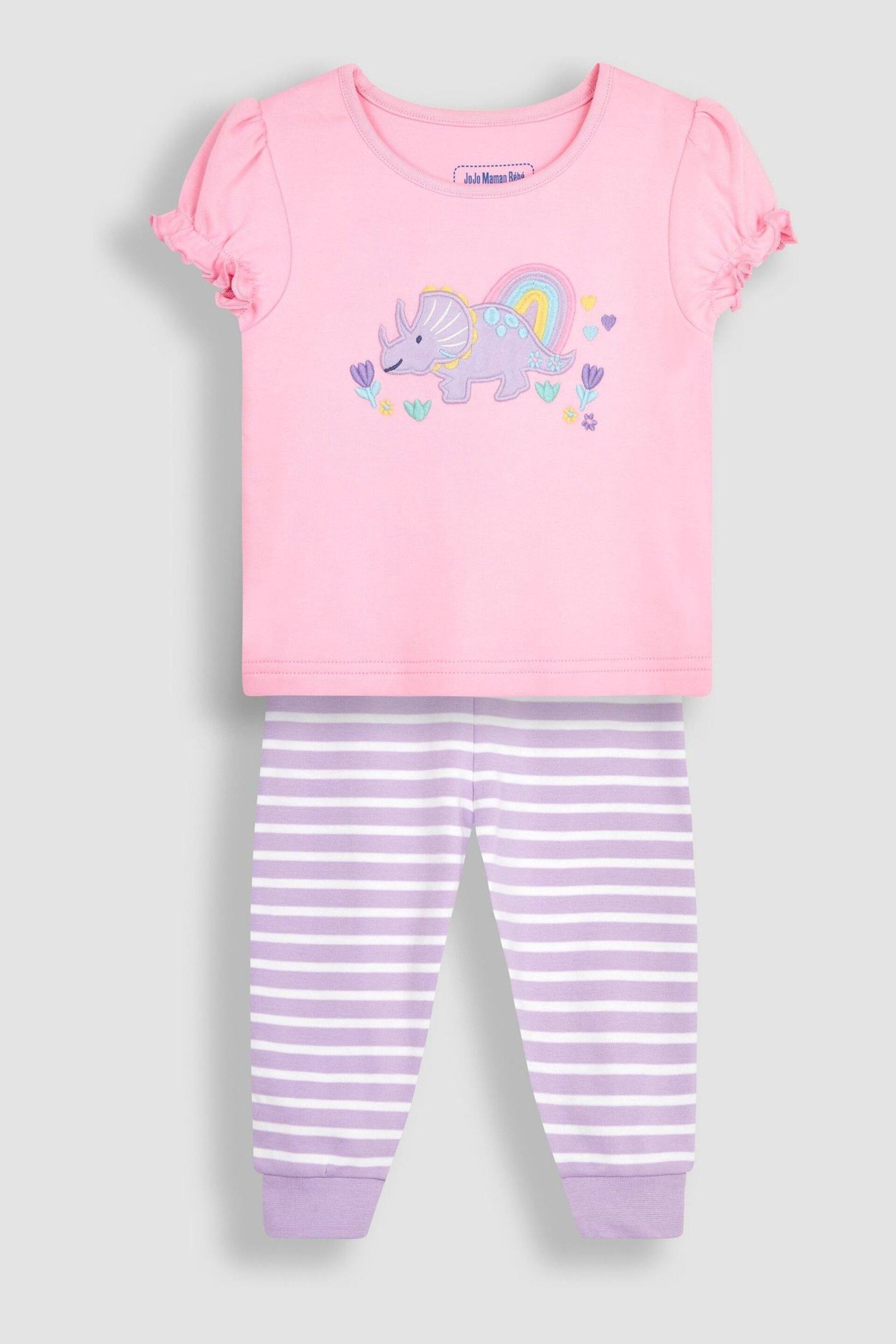 JoJo Maman Bébé Pink 2-Pack Dino Jersey Pyjamas - Image 4 of 9