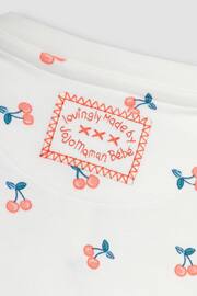 JoJo Maman Bébé Cream Cherry Print Zip Sleepsuit - Image 6 of 6