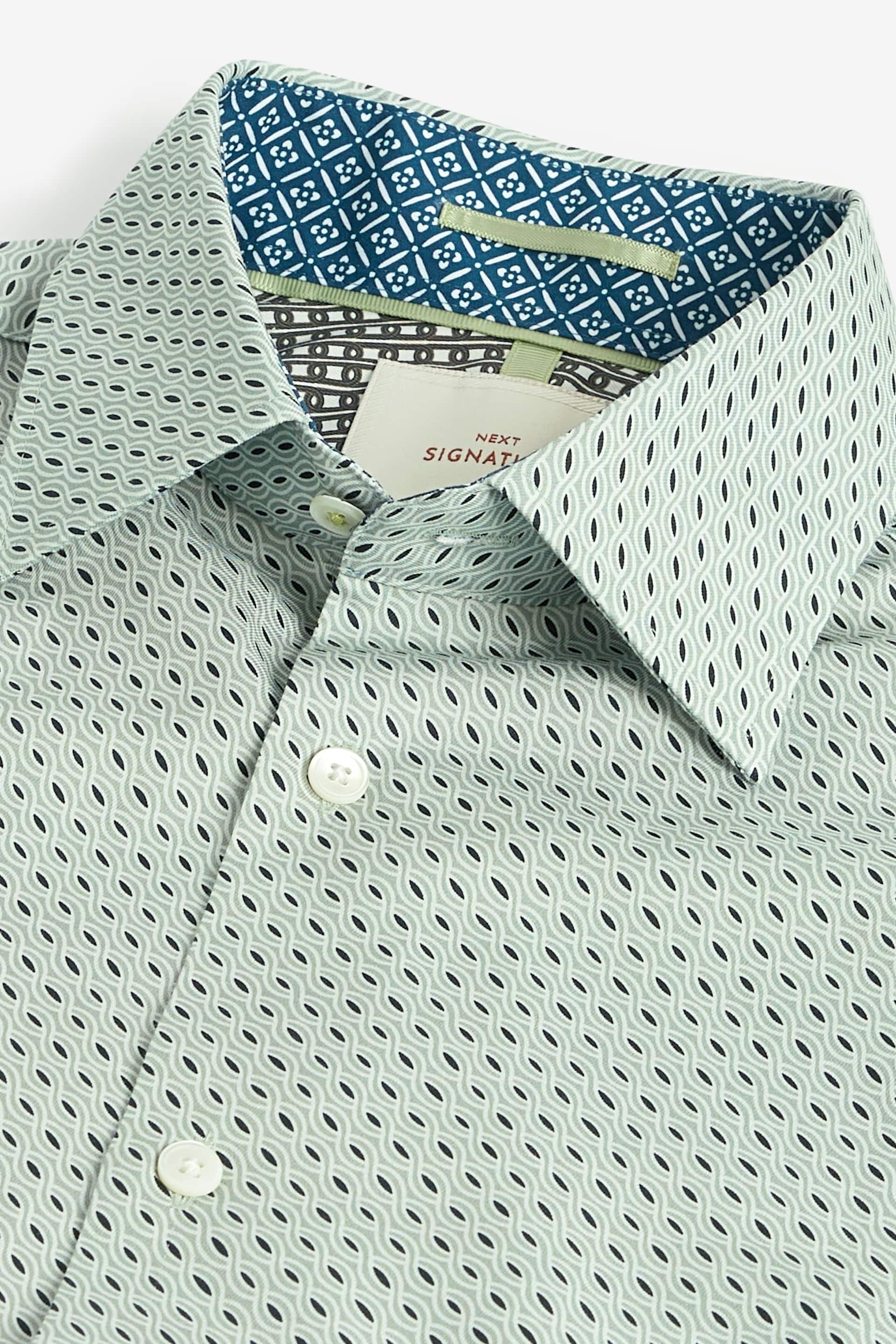 Green Geometric Signature Geometric Print Single Cuff Shirt - Image 7 of 8
