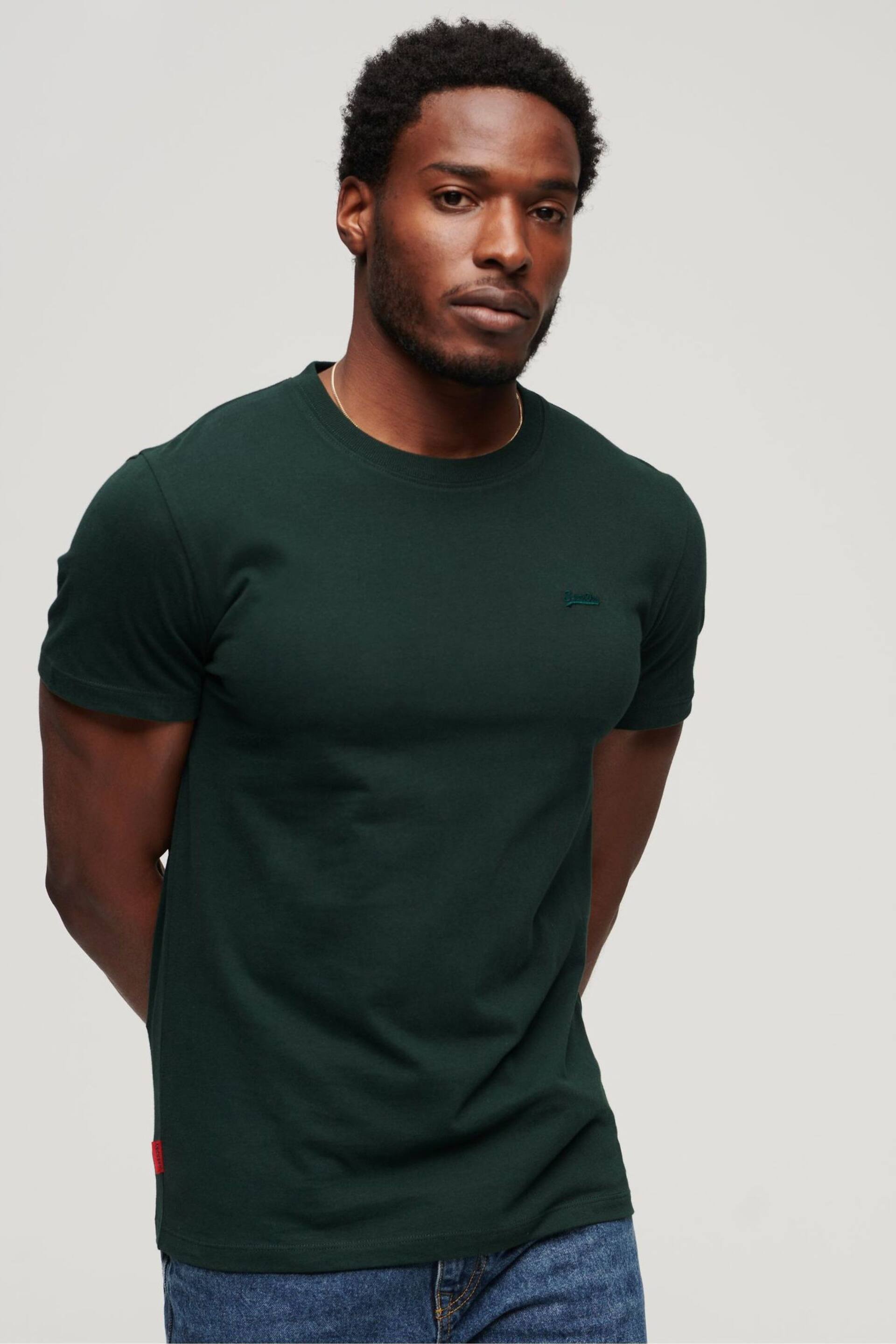 Superdry Dark Green Cotton Essential Logo T-Shirt - Image 1 of 3