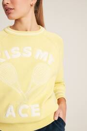 Joules Break Point Yellow Knitted Tennis Jumper - Image 4 of 6