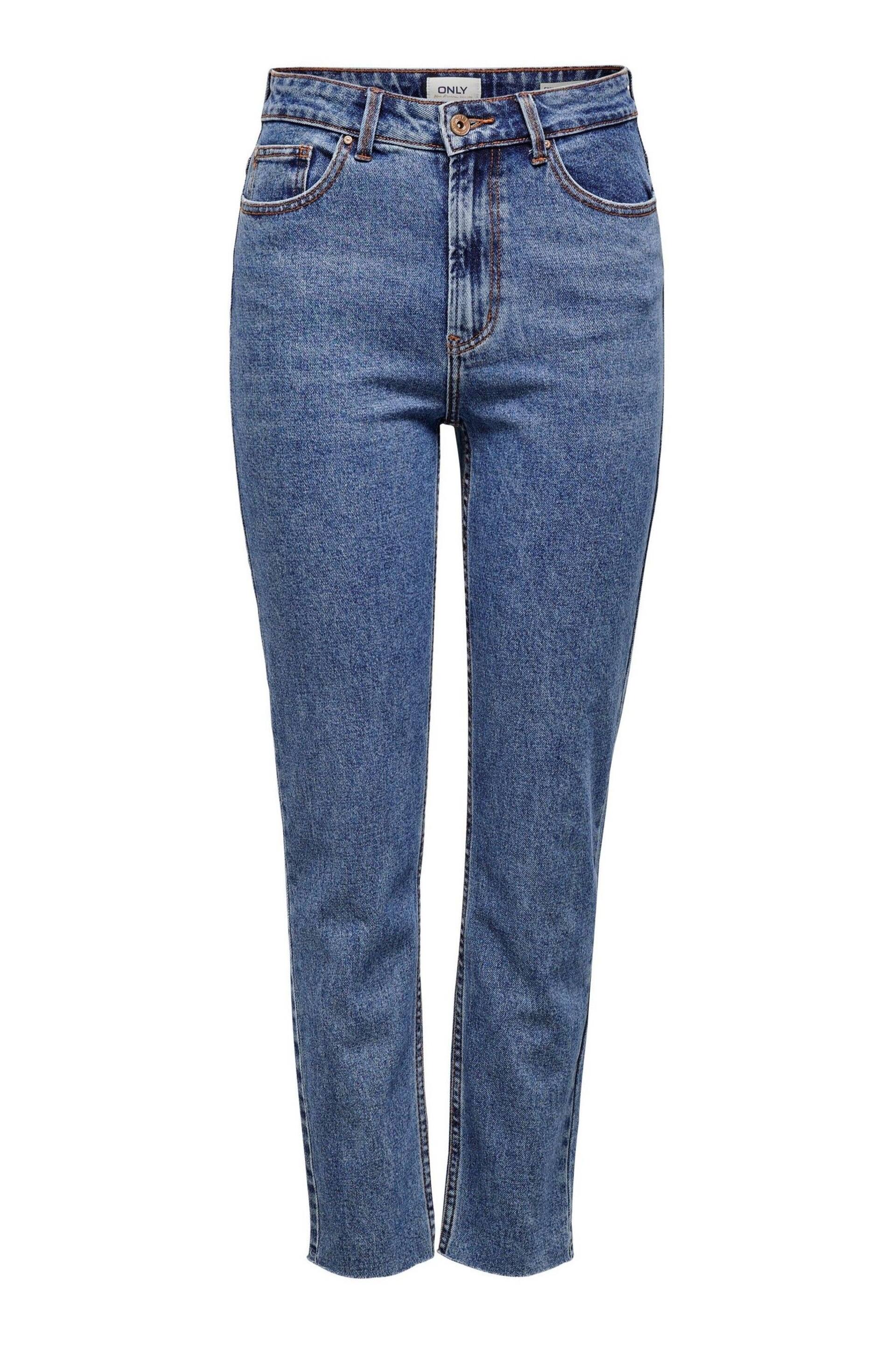 ONLY Blue High Waisted Straight Leg Emily Jeans - Image 6 of 6