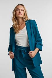 PIECES Blue Ruched Sleeve Blazer - Image 1 of 6