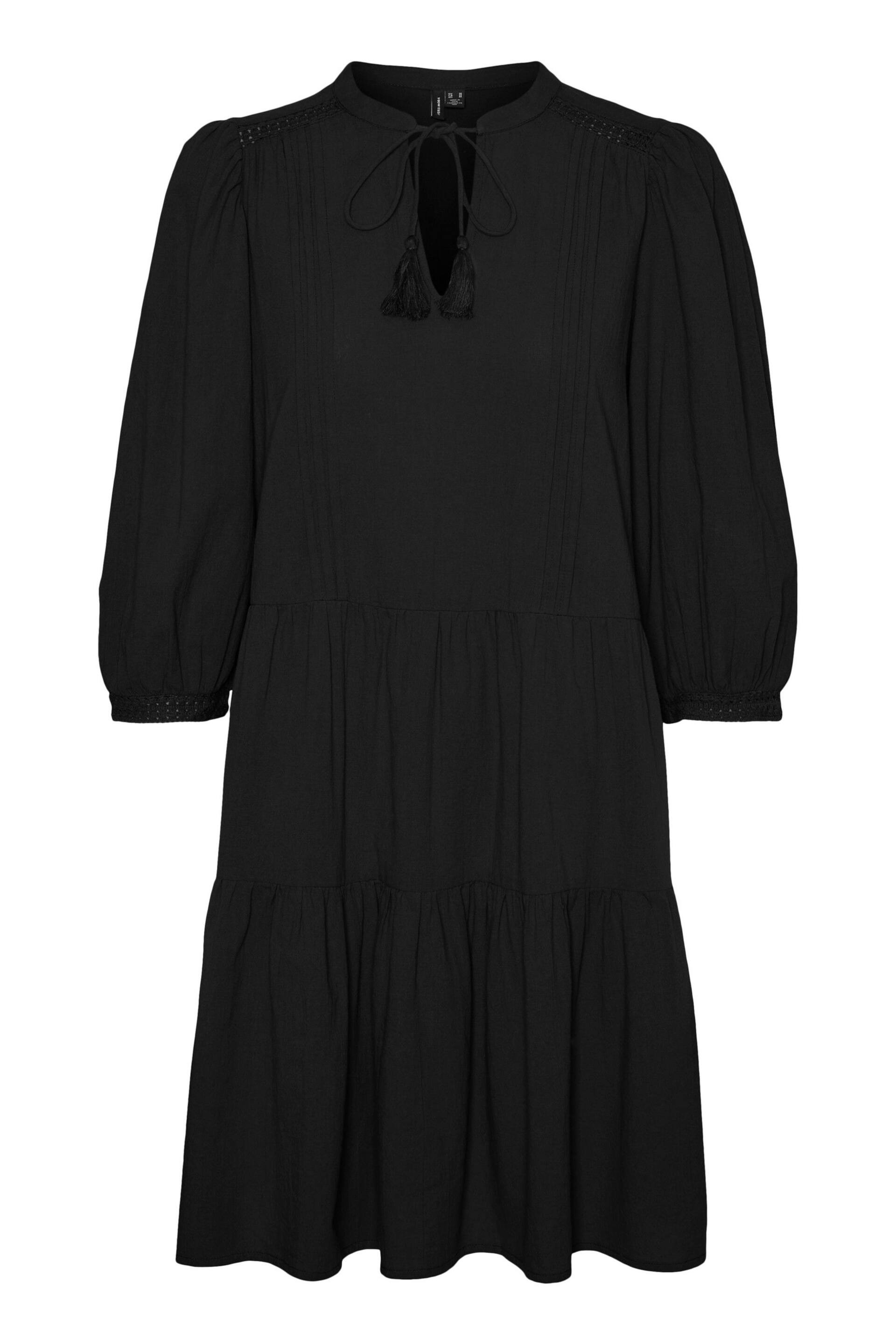 VERO MODA Black Embroidered Detail Cotton Summer Boho Smock Dress - Image 5 of 5