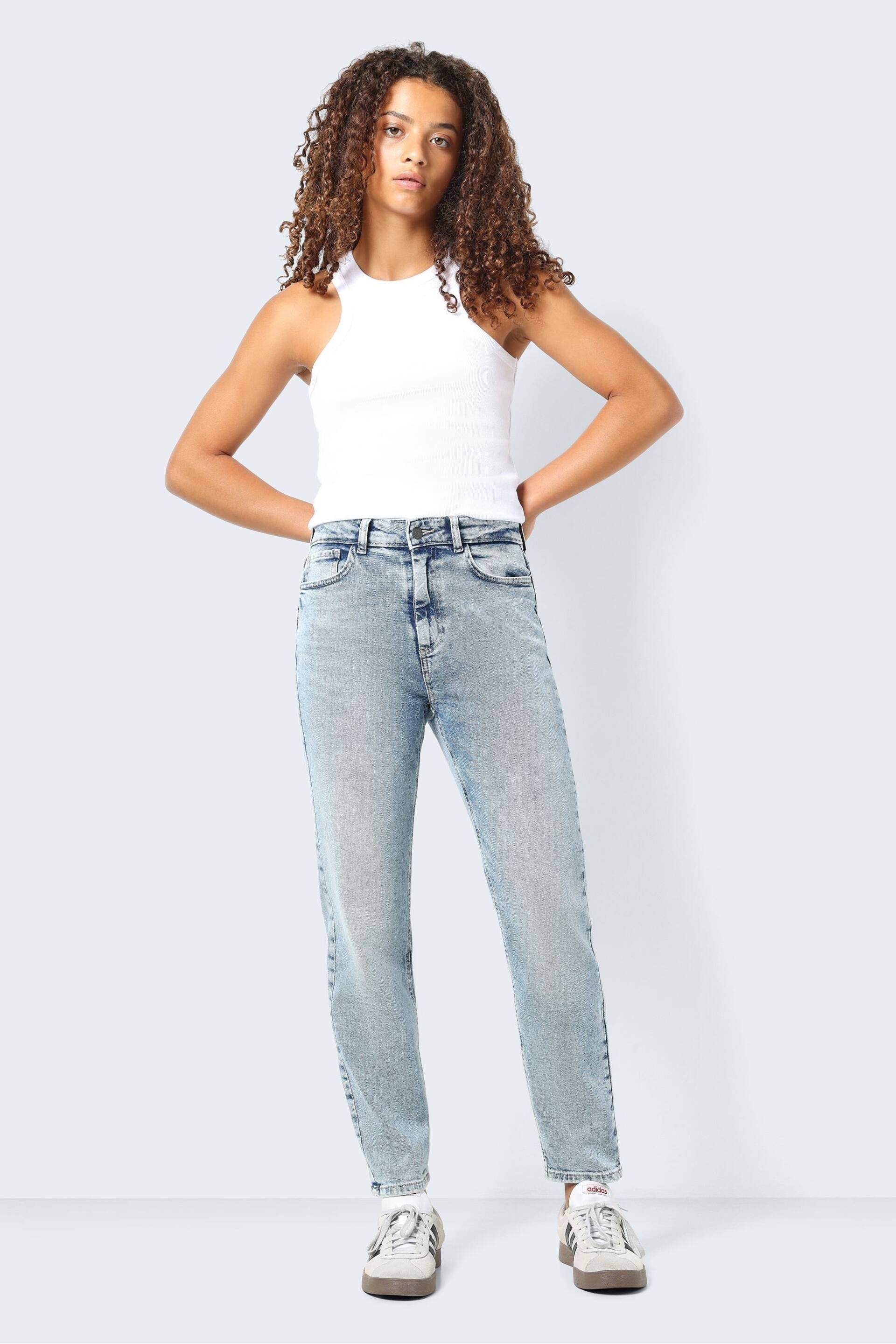NOISY MAY Blue High Waisted Straight Leg Jeans - Image 3 of 7