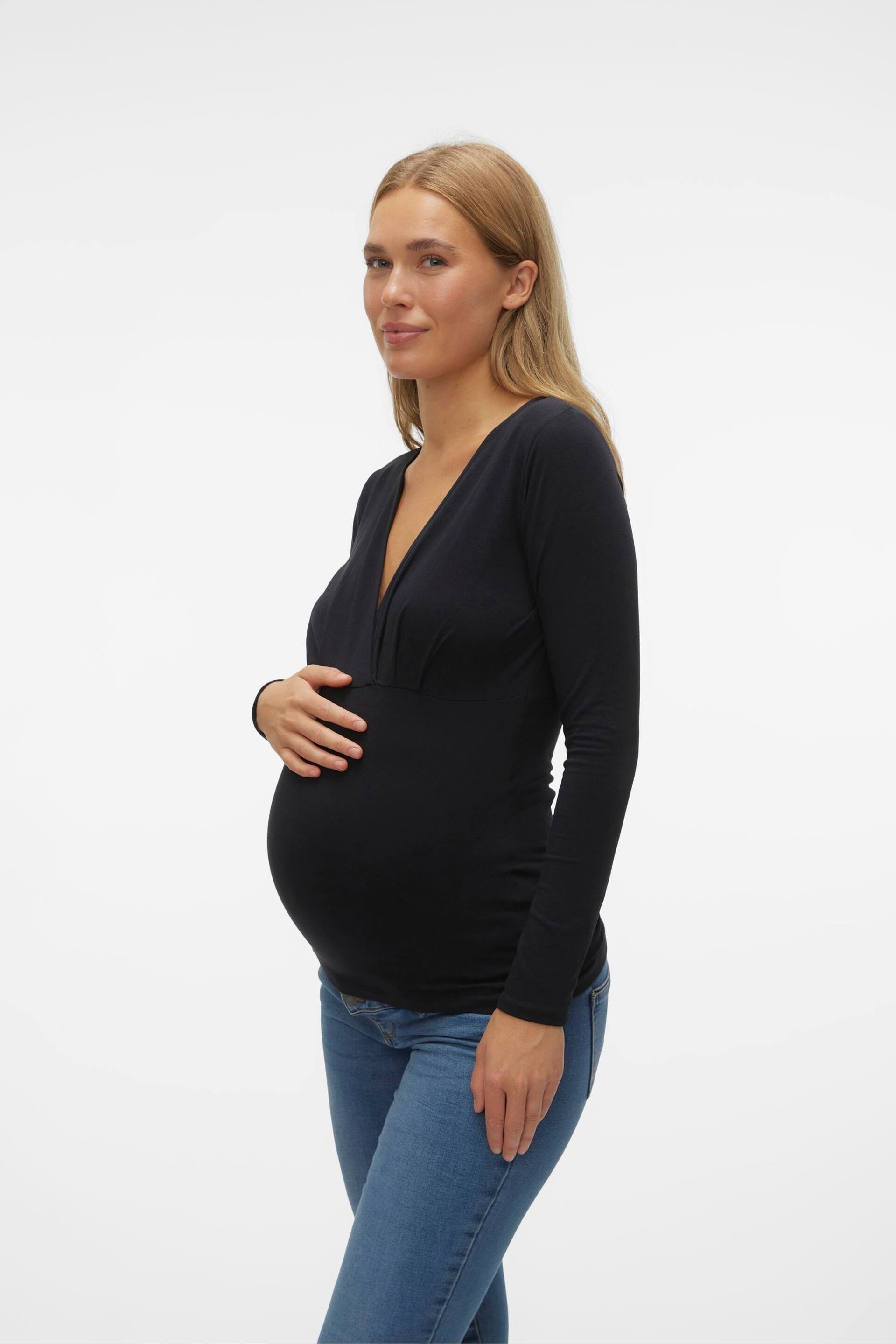 Mamalicious Black Maternity And Nursing V-Neck Function Long Sleeve Tops 2 Pack - Image 6 of 6