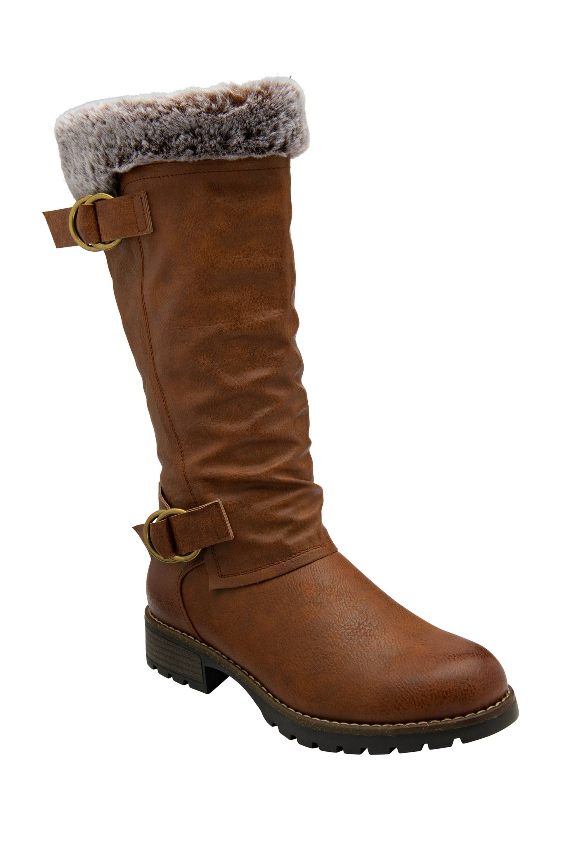 Lotus Brown Knee High Boots - Image 1 of 4