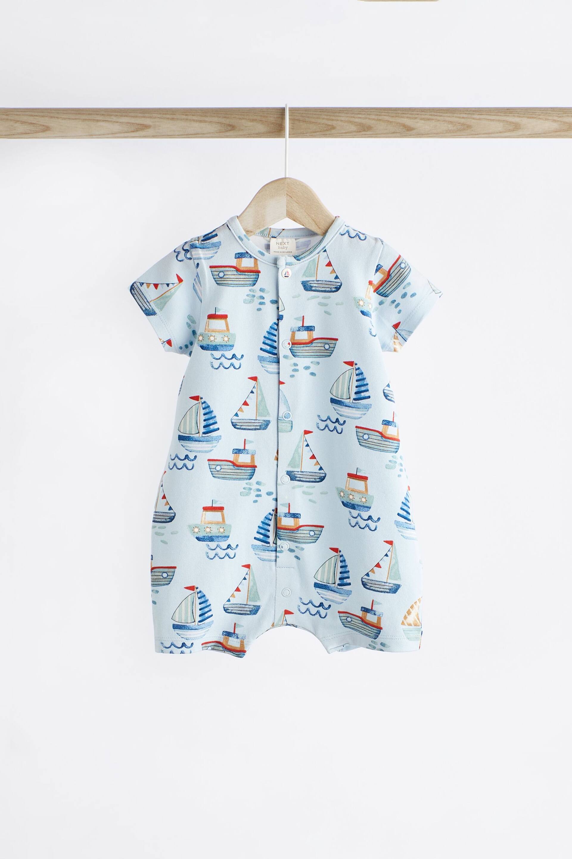 Blue Boat Baby Jersey Rompers 3 Pack - Image 4 of 10