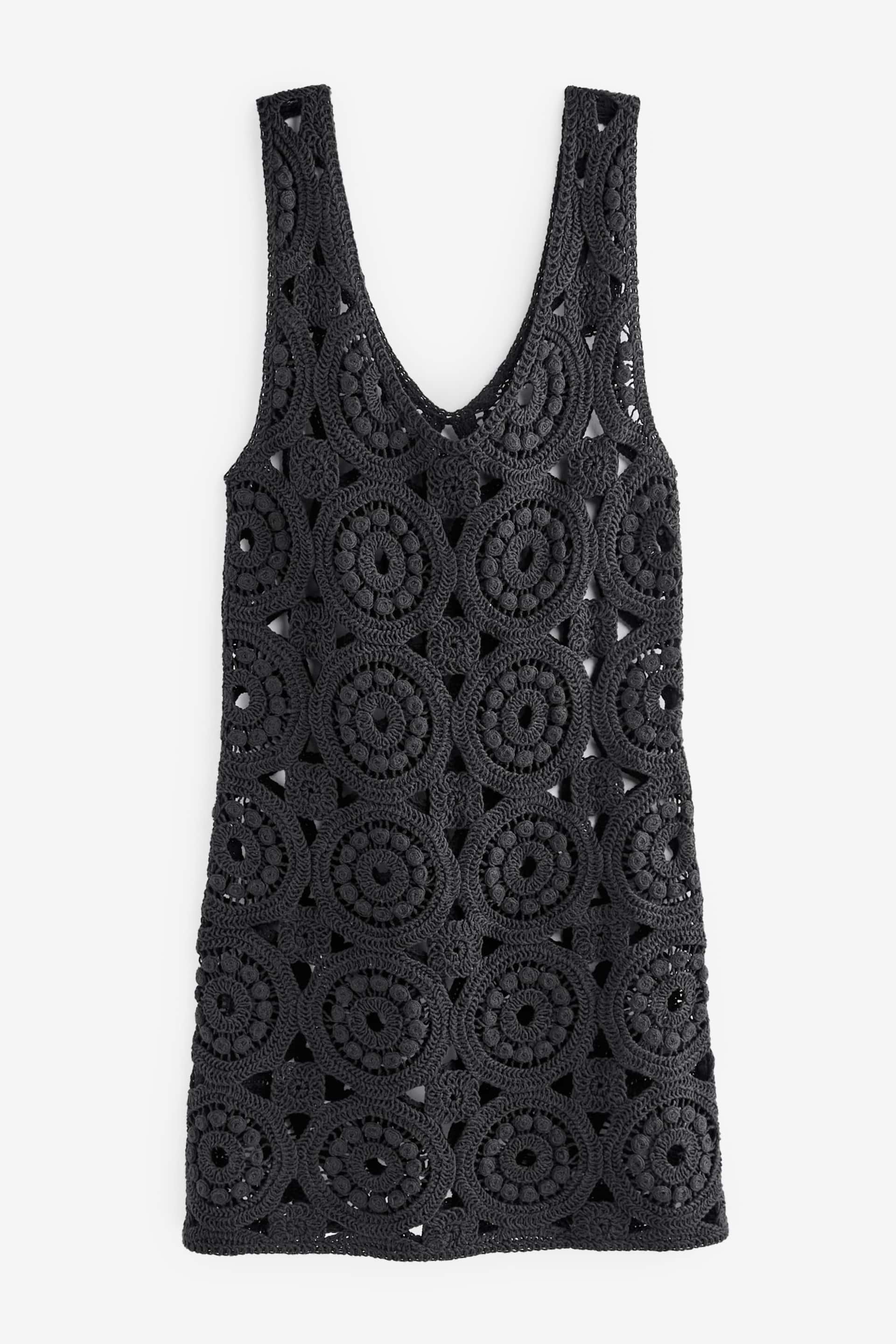 Black Mini Crochet Cover-Up Dress - Image 7 of 8